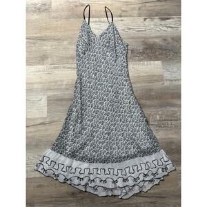 April Cornell Slip Dress Black White Embroidered Cottagecore XS
